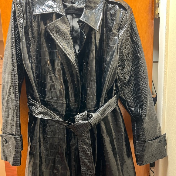 Kardashian Kollection Glossy Black Trench Coat - Picture 4 of 10